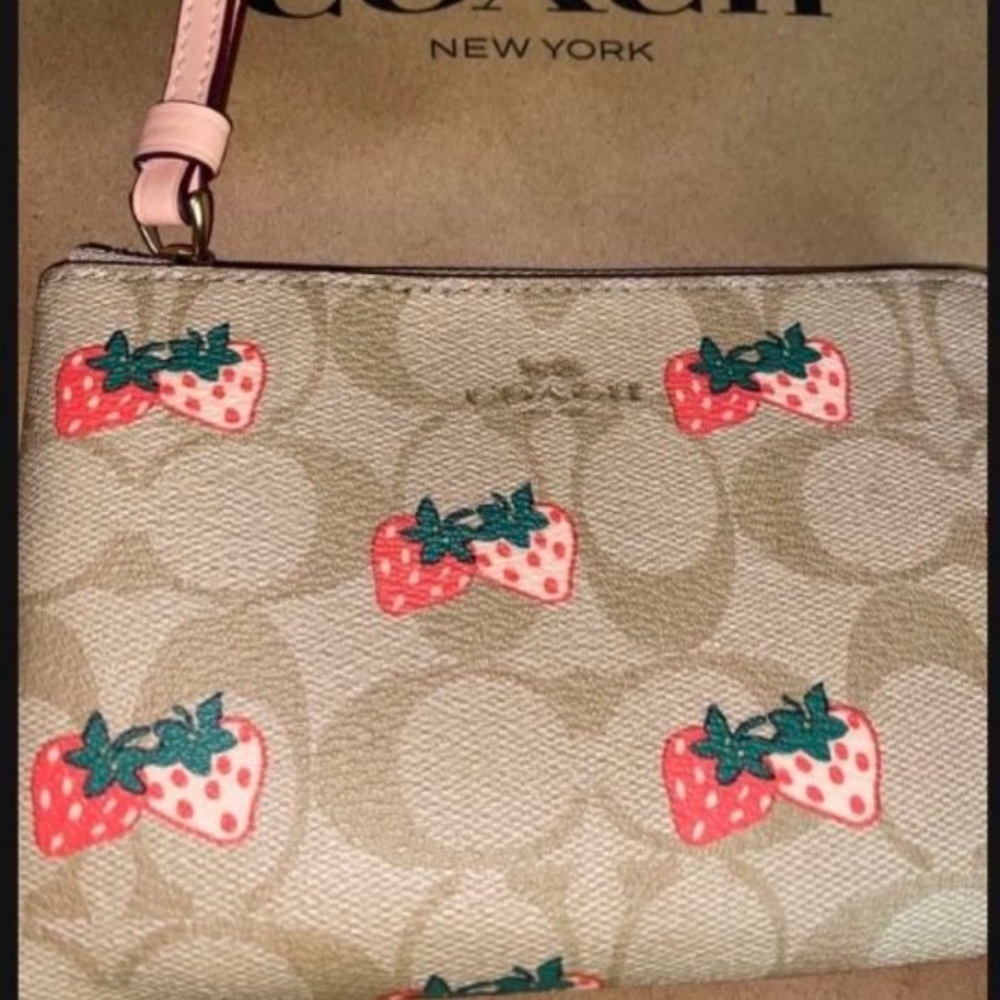 Coach strawberry wristlet